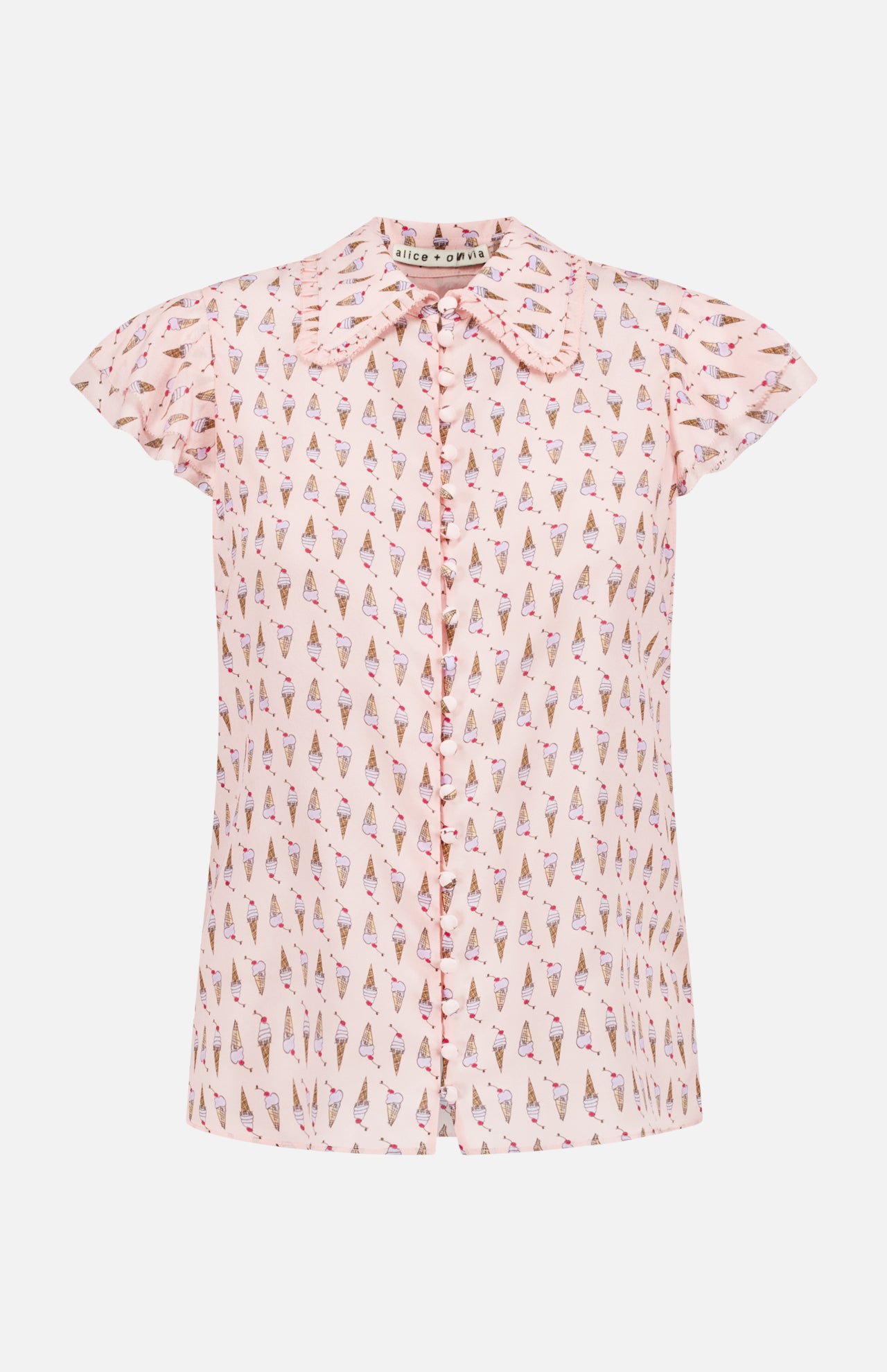 Tabitha Lace Button Front Cropped Blouse In Georgia Floral