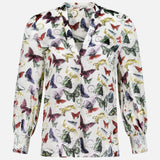 Sheila Blouson Sleeve Smocked Cuff Henley Top