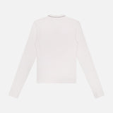 Cotton Rib Long Sleeve V-Neck with Monili Trim Top (14639776301419)