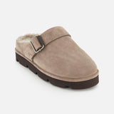 Shiny Detail & Shearling Lined Suede Slipper (14720164725099)