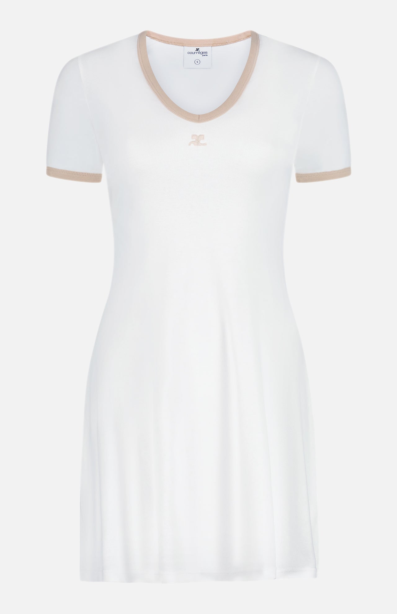 Contrast V-Neck Mini Dress (7391597854835)
