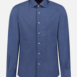 Solid Cotton Melange Dress Shirt (14693707055467)