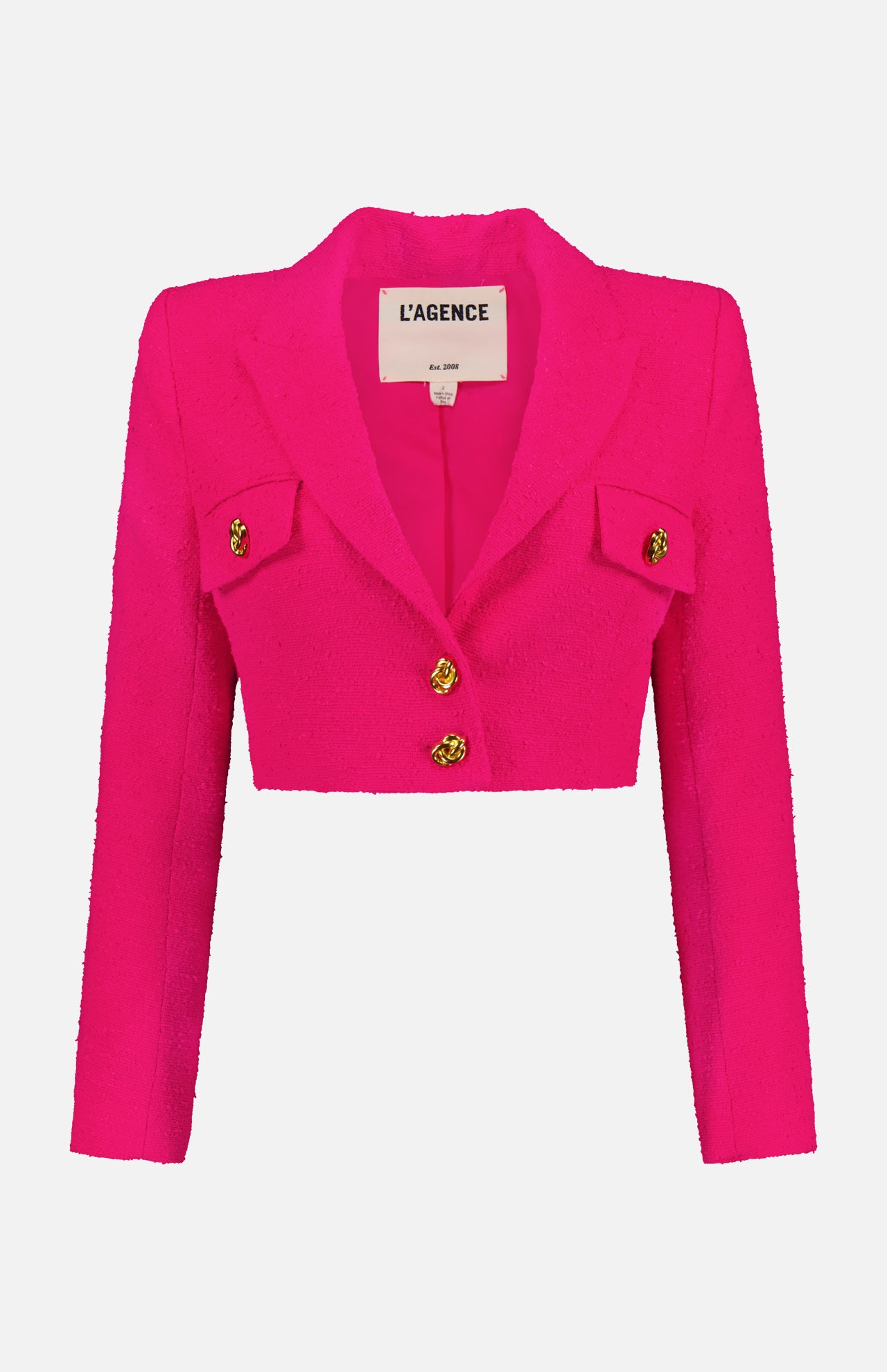 Maura Cropped Tweed Knot Buttons Jacket (14644968620395)