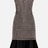 Belted Dress W/ Chiffon Combo (7754894540915)