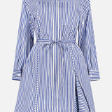 Striped Long Sleeve Shirt Dress (7754894311539)