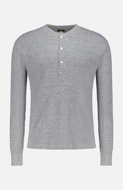 Waffle Knit Long Sleeve Henley T-Shirt (14702943109483)