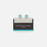 Halo Round Diamond Pattern Silver Cufflinks