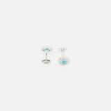 Halo Round Diamond Pattern Silver Cufflinks