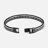 Tessellate Steel and Leather Bracelet (14657512898923)
