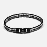 Tessellate Steel and Leather Bracelet (14657512898923)