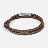 Rhodium & Leather Bracelet (14657512833387)