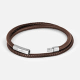 Rhodium & Leather Bracelet (14657512833387)