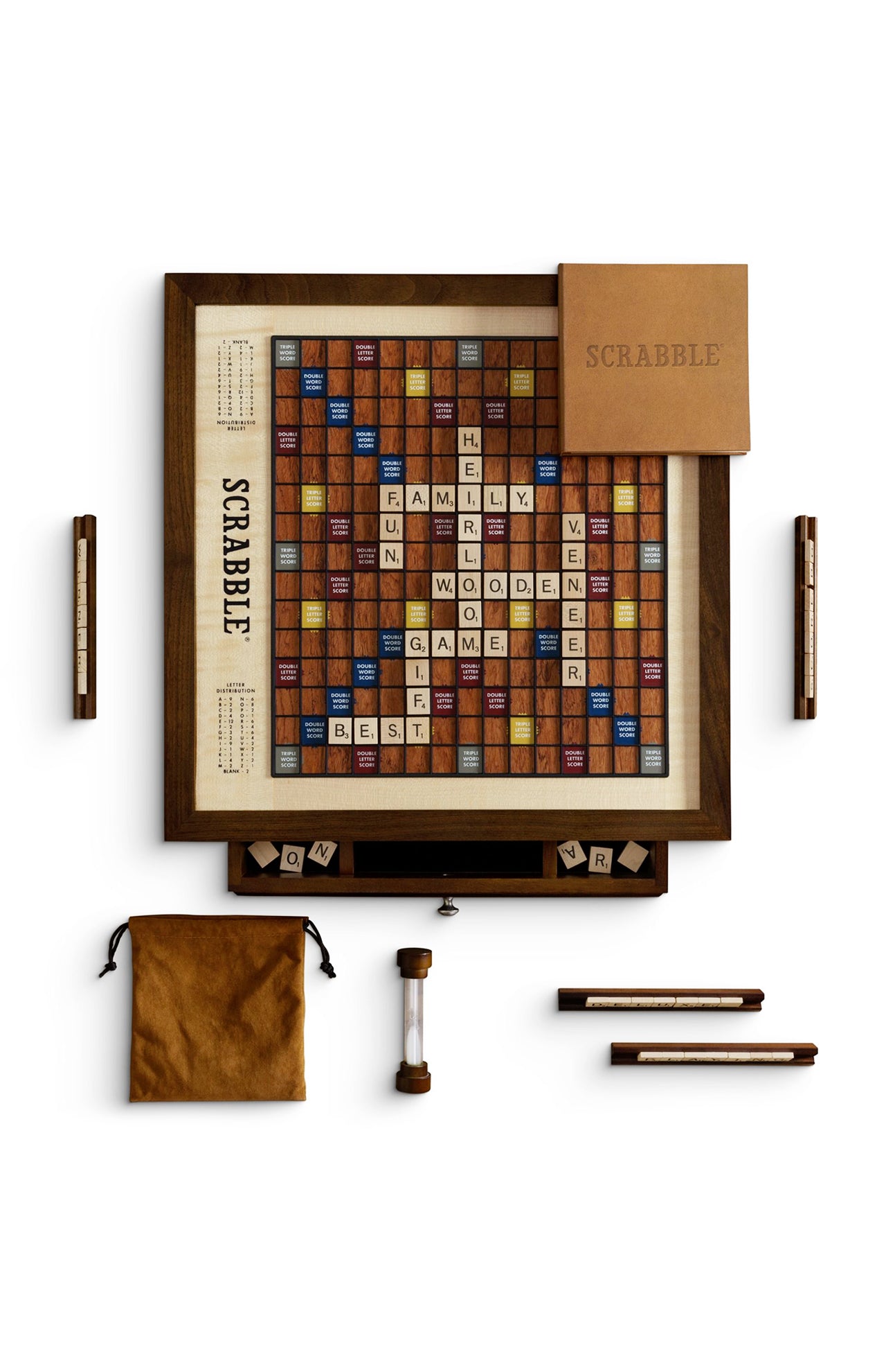 Rustic Wooden Scrabble Board with Rotating Lazy Susan - letter tiles a –  Charles River Woodworks