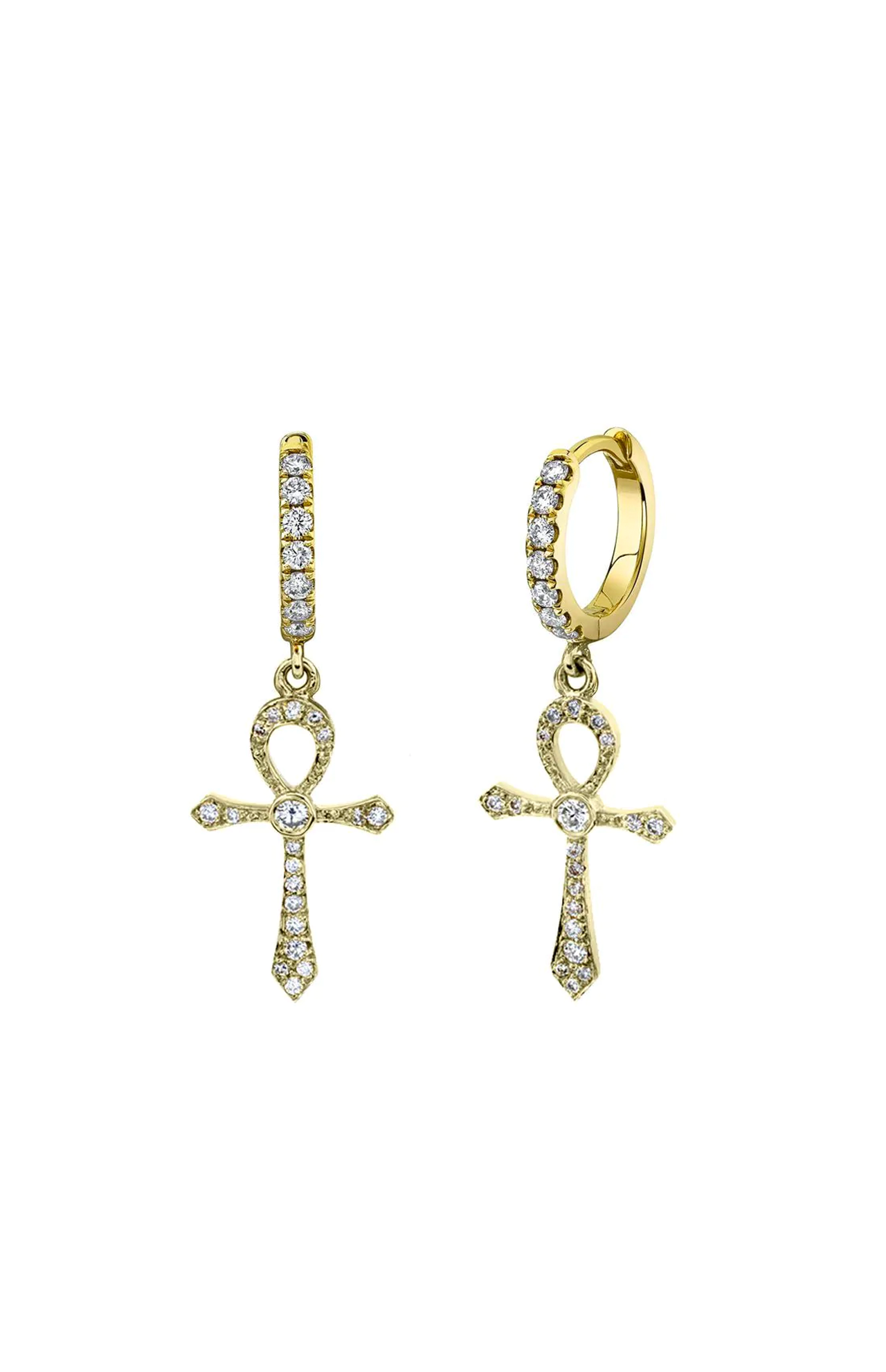 Logan Hollowell Women s Pave Ankh Cross Hoop Earrings A.K. Rikk s