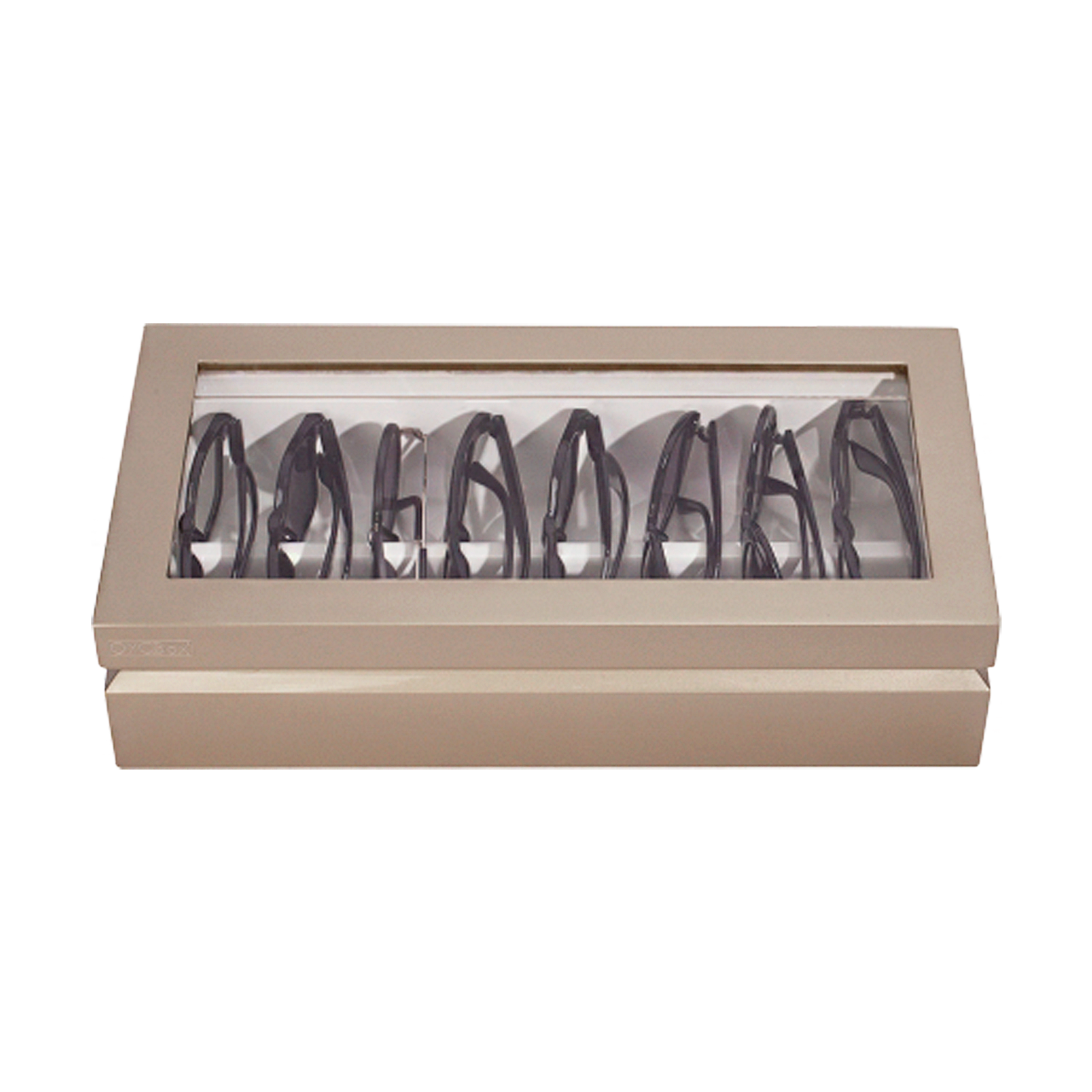 Oyobox Classic Lacquer Eyewear Organizer Neutral Angled Image (6697401417843)