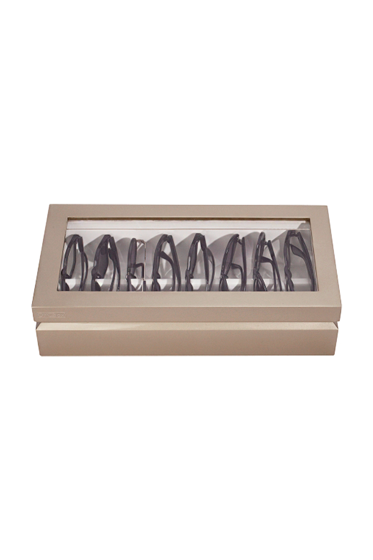 Oyobox Classic Lacquer Eyewear Organizer Neutral Angled Image (6697401417843)