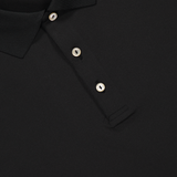 Peter Millar Solid Performance Jersey Polo in Black - Collar Detail Image (6606330462323)