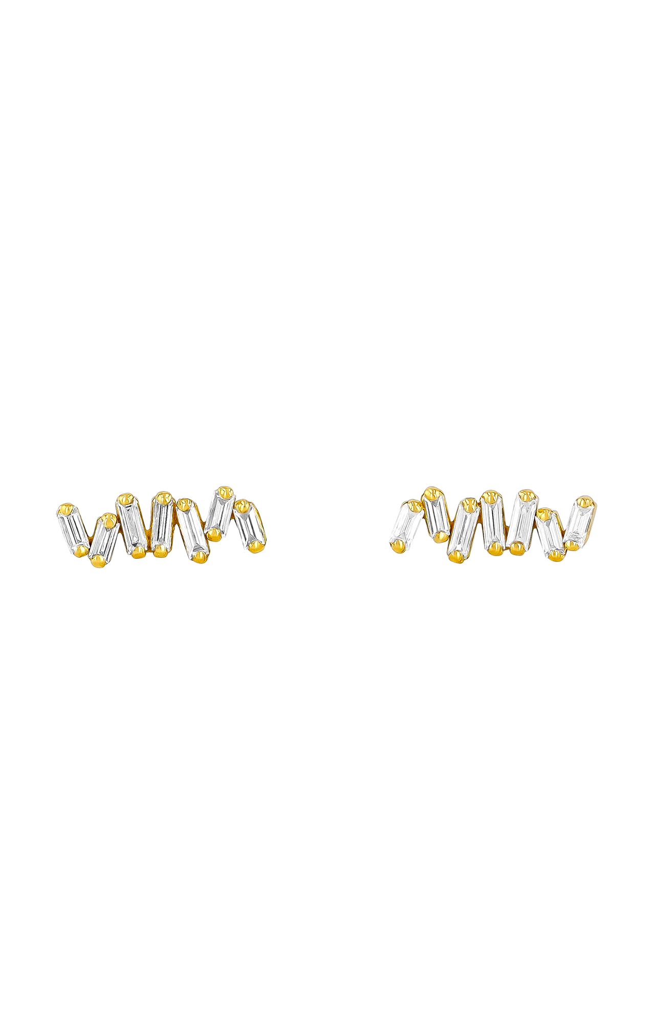 Classic Baguette Cut White Diamond ZigZag Stud Earrings (6977016201331)