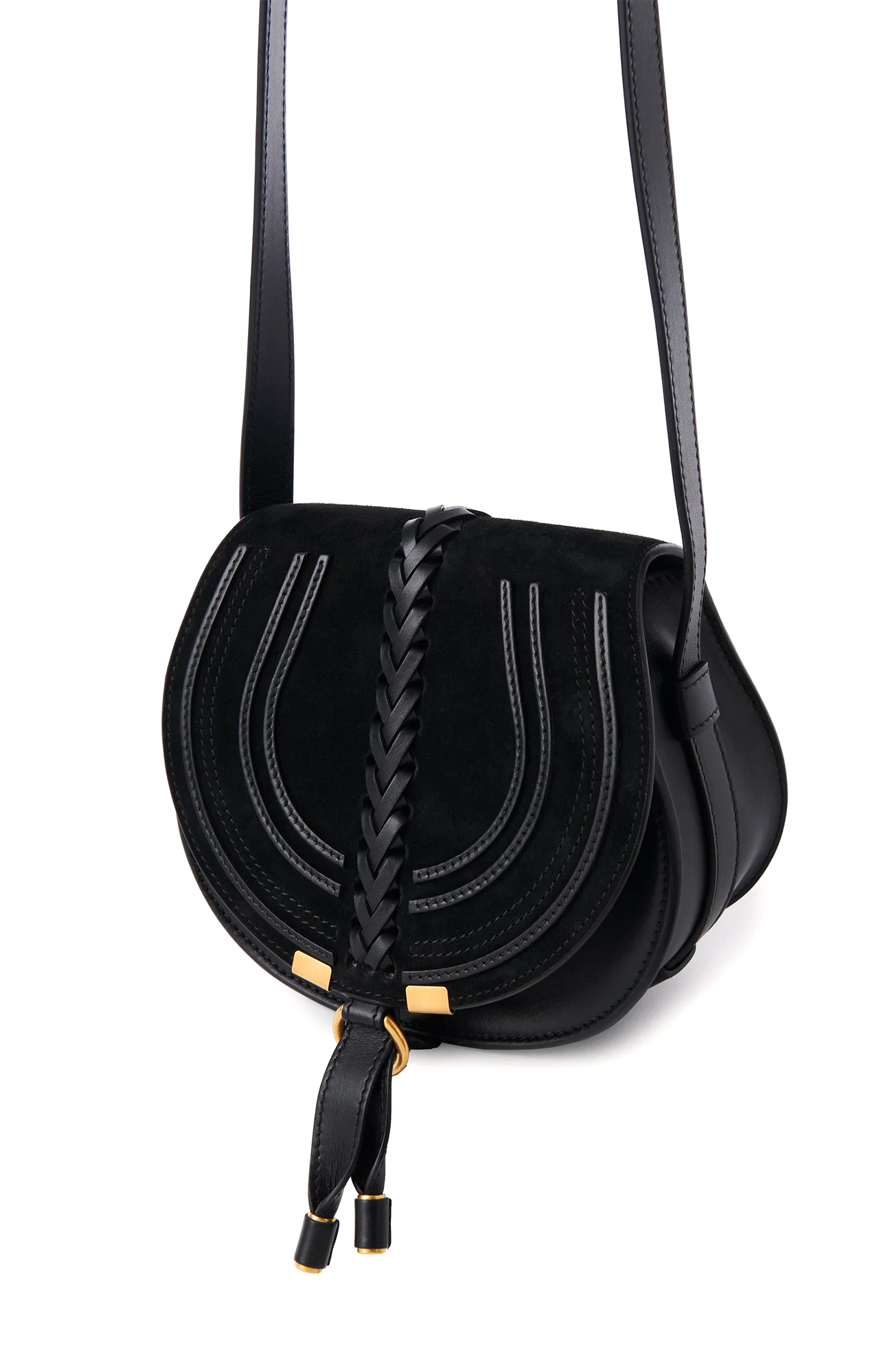 Chloé Women's Small Marcie Suede & Leather Saddle Bag - Black