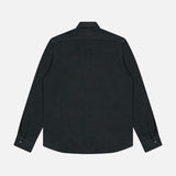 The 04651/ A TRIP IN A BAG Linen Button-down Shirt in black is displayed laid flat with its back facing up on a plain white background.