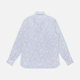 Light blue Jacquard Paisley Dress Shirt by 100 HANDS, long-sleeve button-up, shown laid flat on a white background with the back side visible.