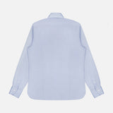 The Oxford Casual Fit Shirt by 100 HANDS is shown laid flat with the back facing up against a plain white background. Made in India from high-quality cotton, this light blue shirt features a classic collar, buttoned cuffs, and a clean design with no visible patterns or logos.