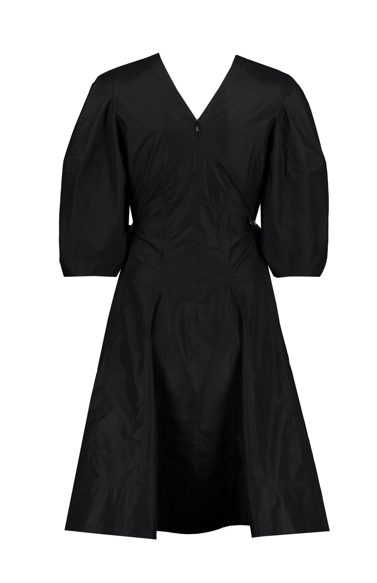 Puff Sleeve V-Neck Short Dress (7126198550643)