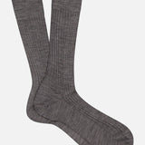 A pair of PANTHERELLA Laburnum Short 5x3 Rib Socks in gray are laid flat on a white background, with one sock slightly overlapping the other.