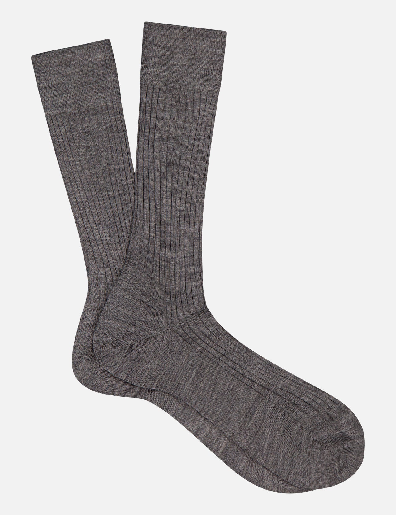 A pair of PANTHERELLA Laburnum Short 5x3 Rib Socks in gray are laid flat on a white background, with one sock slightly overlapping the other.