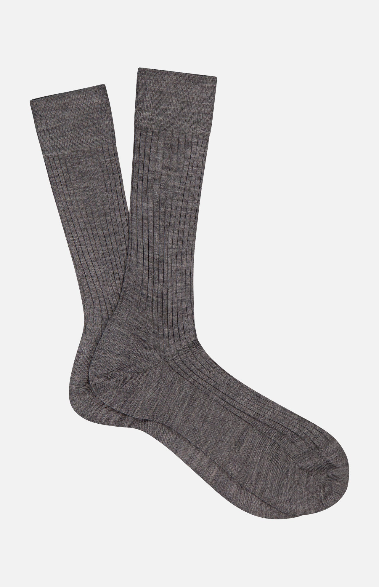 A pair of PANTHERELLA Laburnum Short 5x3 Rib Socks in gray are laid flat on a white background, with one sock slightly overlapping the other.