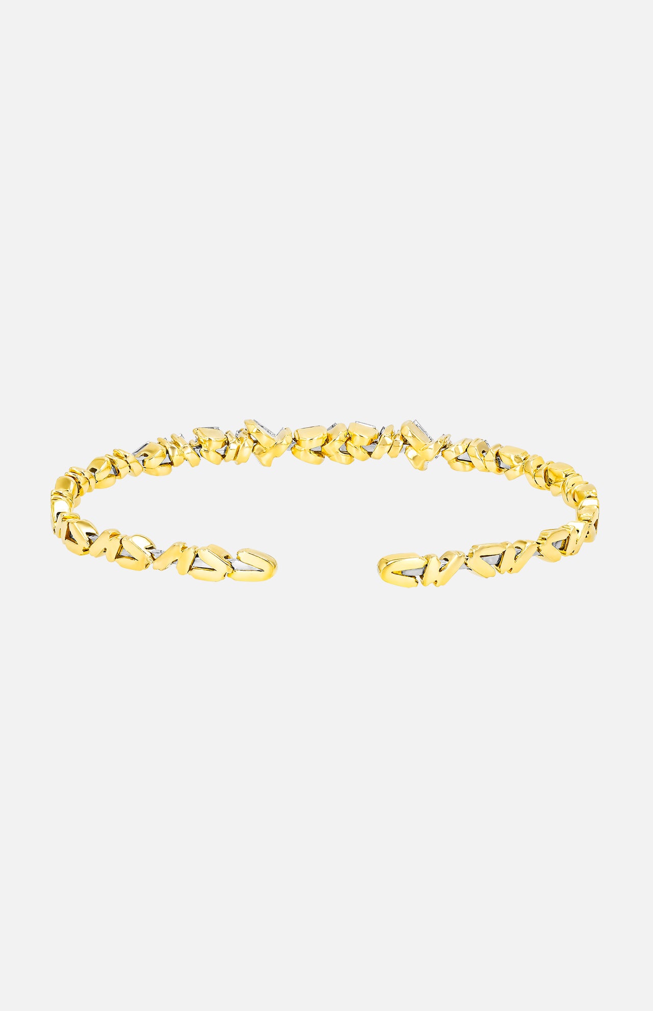 Classic White Diamond ZigZag Bangle (6977014923379)
