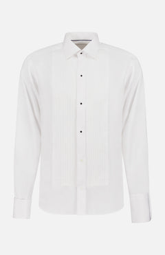 White Plissé Bibbed Tuxedo Shirt (4441564741747)