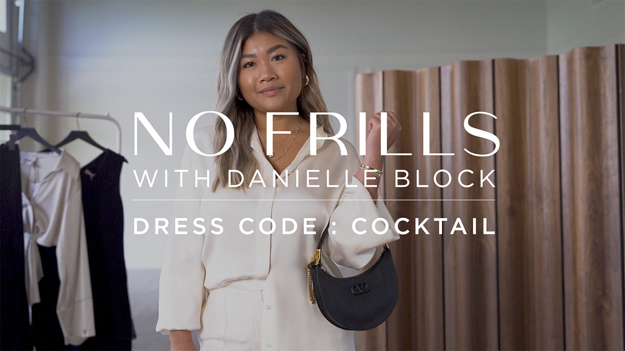Load video: Stylist Danielle Block inspires viewers with fresh ways to style cocktail attire.