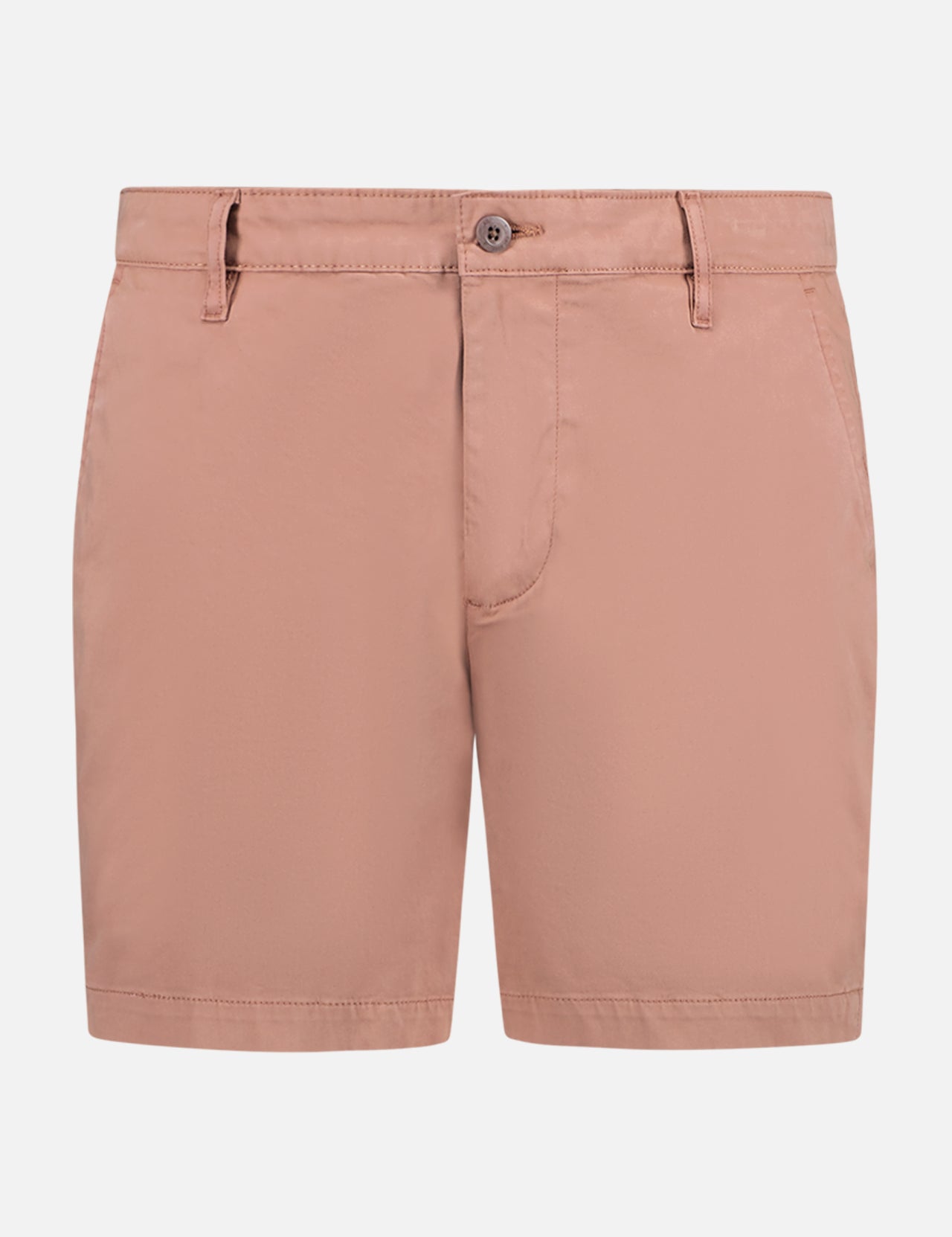 The AG Cipher Short in light pink features a slim fit, belt loops, side pockets, and a front button and zipper closure, shown against a white background.