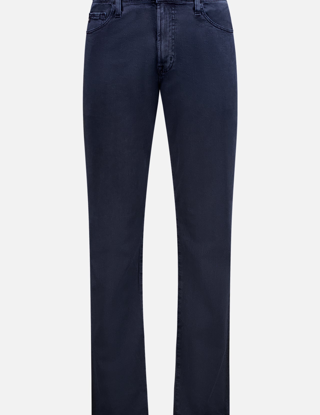 The Everett Pant in Sulfur Deep Navy by AG features a classic straight-leg fit, 5-pocket design, belt loops, and button closure, shown on a plain white background.