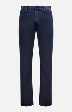 The Everett Pant in Sulfur Deep Navy by AG features a classic straight-leg fit, 5-pocket design, belt loops, and button closure, shown on a plain white background.