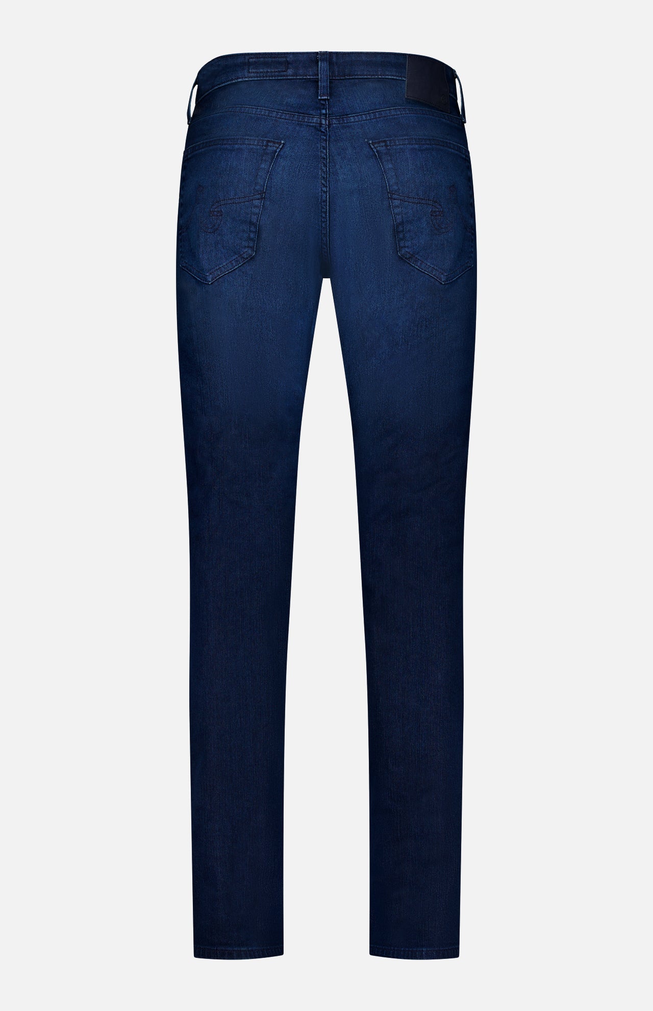 Back view of AG Everett Jeans in Yountville, featuring ultra-dark blue denim, two back pockets, and a black waistband patch, shown against a plain light background.