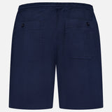 The AG Oliver Drawstring Shorts for men feature a mid-rise fit, elastic waistband, and two buttoned back pockets. Shown from the back against a white background, their simple and casual design makes them ideal for everyday wear.