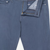 The AG Tellis Sueded Sateen Pants in Blue Grain feature a button and zipper closure, belt loops, front pockets, a microsuede finish, and waistband lining.