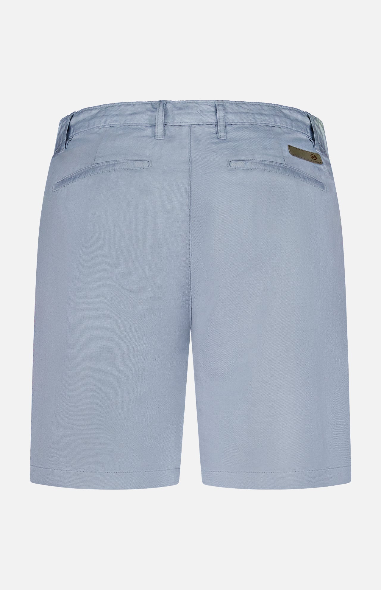 The AG Wanderer 8.5" Inseam Shorts for men in light blue feature belt loops, two back welt pockets, a branded patch above the right pocket, and a slim fit for a modern, refined look.
