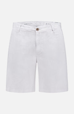 The AG Wanderer Slim Linen-blend Shorts in light gray or white feature a button and zip closure, belt loops, and side pockets, shown on a plain white background for a fresh, sustainable style.