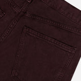 Close-up of the back pocket and waistband of the AGOLDE Ren Jean in Sloe Berry, highlighting the stitching details and fabric texture against a white background.