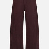The AGOLDE Ren Jean in Sloe Berry is a pair of wide-leg, high-waist jeans in a rich dark maroon shade, featuring front and back pockets, belt loops, and a button closure. These high-rise jeans are displayed flat against a white background.