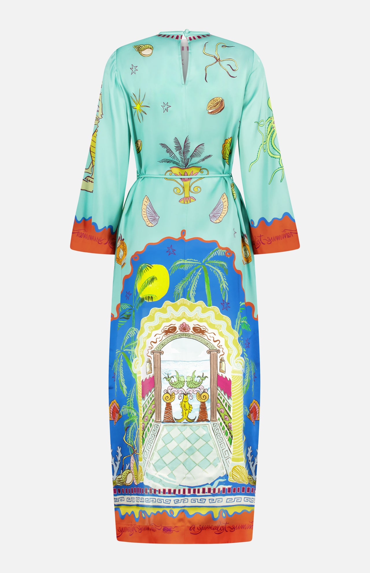Surrealist Summer Midi Silk Dress (14642259722603)