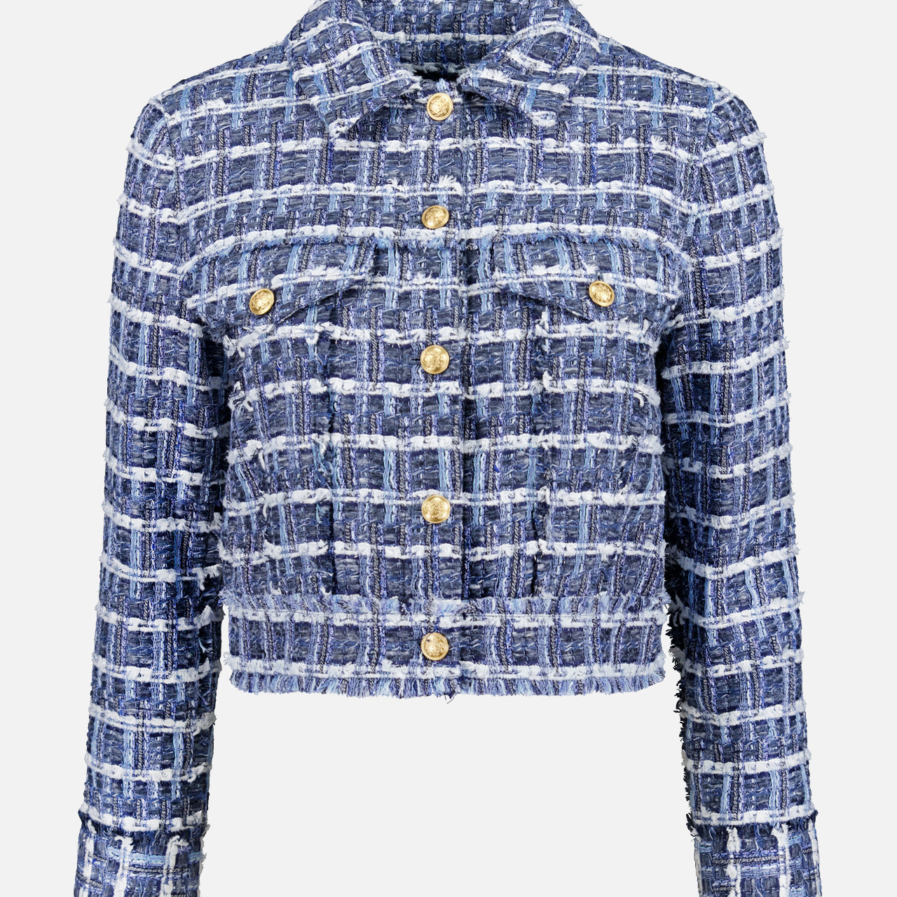Chloe Cropped Boxy Denim Tweed Jacket (14695135936875)