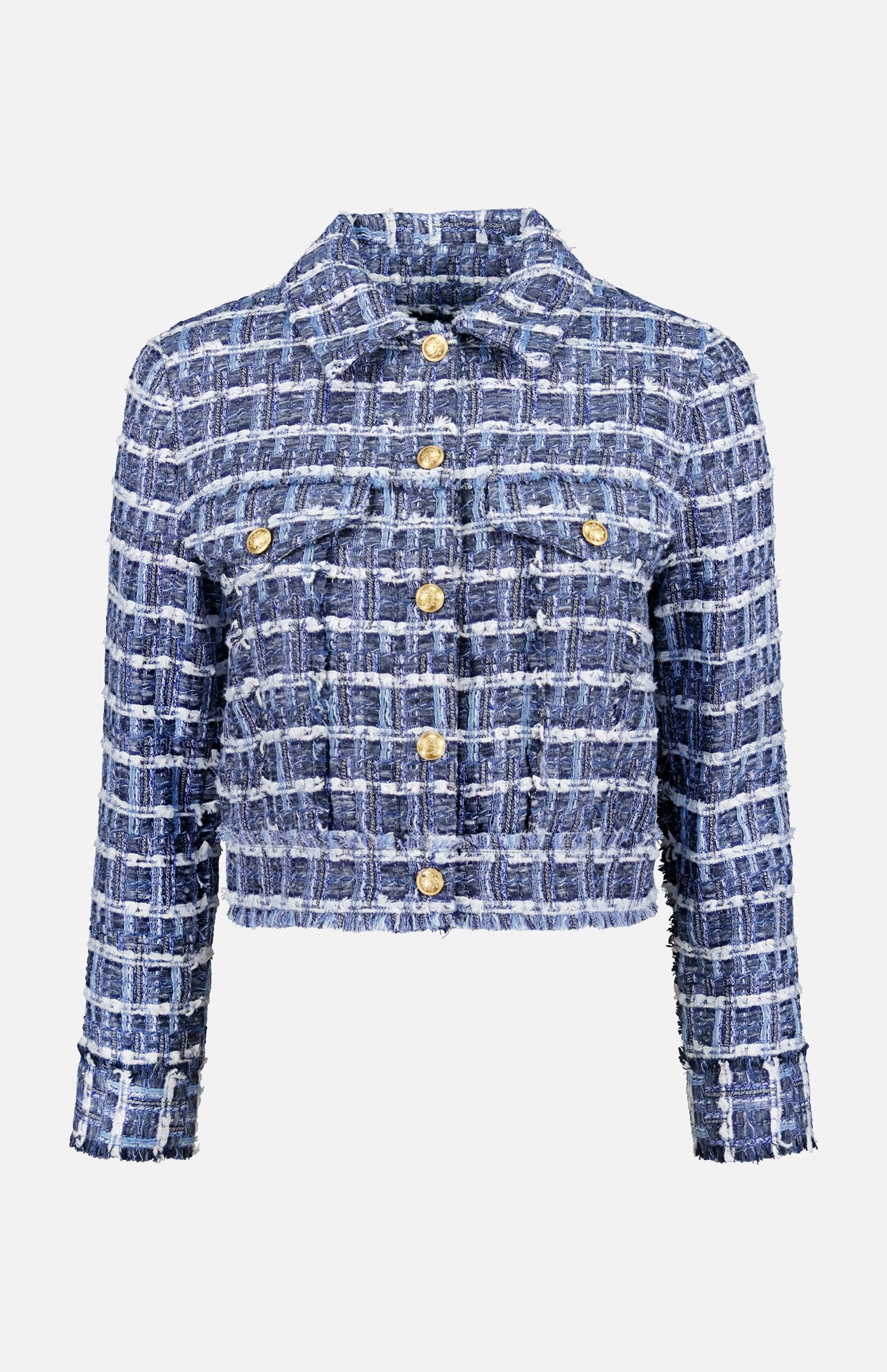 Chloe Cropped Boxy Denim Tweed Jacket (14695135936875)