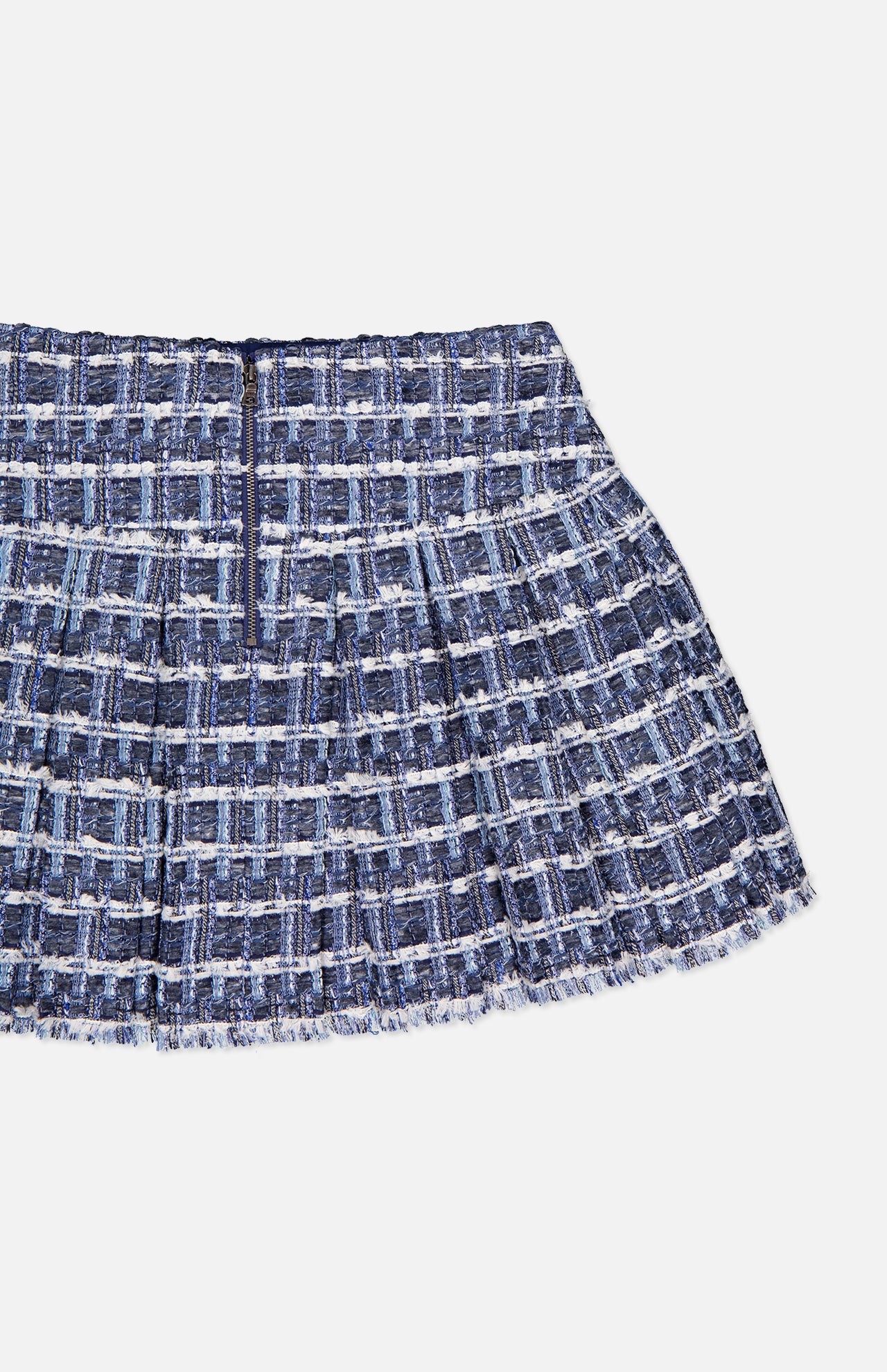 Emilie Frayed Box Pleated Mini Skirt (14695135969643)