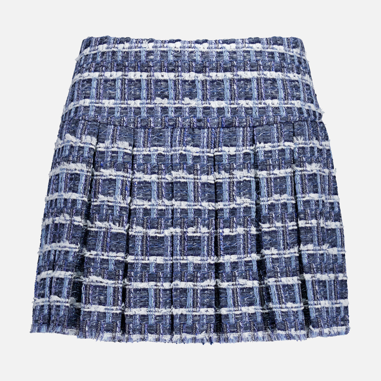 Emilie Frayed Box Pleated Mini Skirt (14695135969643)