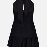 Evelina Twist Neck Halter Ruffle Mini Dress (14693706629483)
