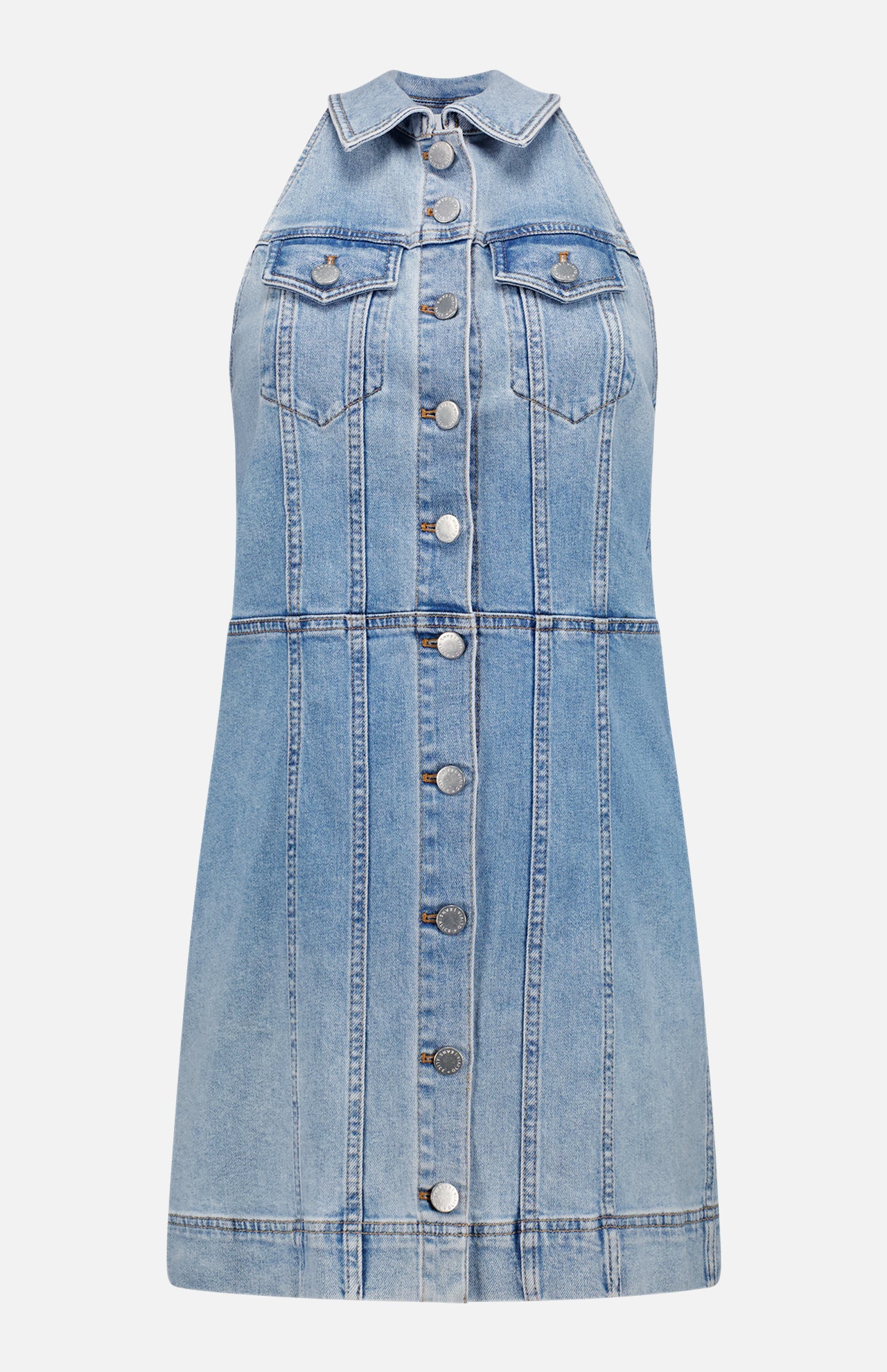 Kendall Denim Halter Mini Dress (7166392434803)